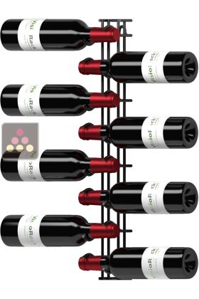 Support mural noir de 8 bouteilles de 75cl en position horizontale