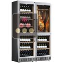 Built-in combination of 3 wine cabinets and a cold cuts cabinet - Stainless steel front - Inclined bottle display ACI-CFI2671PE