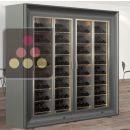 Combination of two professional multi-temperature wine display cabinets for central installation - Inclined bottles - Curved frames ACI-PAR27001PI