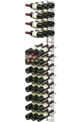 Support mural chromé de 36 bouteilles de 75cl - Mixte bouteilles horizontales/inclinées