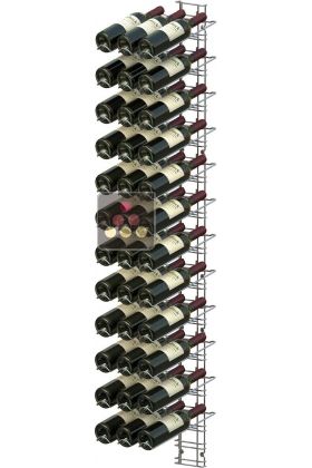 Support mural noir pour 36 bouteilles de 75cl - Bouteilles inclinées