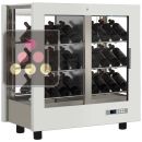 Professional multi-temperature wine display cabinet - 4 glazed sides - Inclined bottles - Wooden cladding ACI-TCA111