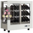 Professional multi-temperature wine display cabinet - 4 glazed sides - Inclined bottles - Wooden cladding ACI-TCR12000PI