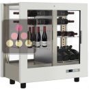Professional multi-temperature wine display cabinet - 4 glazed sides - Without shelves - Wooden cladding ACI-TCA115
