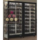 Combination of 2 professional multi-temperature wine display cabinets - 4 glazed sides - Inclined bottles - Magnetic and interchangeable cover ACI-TMR26000PI