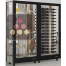 Combination of 2 professional refrigerated display cabinets for wine, cheese and cured meat - 4 glazed sides - Magnetic cover interchangeable ACI-TMR26900HI