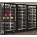 Combination of 3 professional multi-purpose wine display cabinet - 3 glazed sides - Magnetic and interchangeable cover - Inclined bottles ACI-TMR36000P