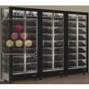 Combiné de 3 vitrines à vin professionnelles multi-usages - 3 cotés vitrés - Habillage magnétique interchangeable - Bouteilles inclinées ACI-TMR36000P