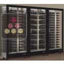 Combination of 3 professional multi-purpose wine display cabinet - 3 glazed sides - Horizontal/inclined bottles - Magnetic and interchangeable cover ACI-TMR36000M