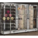 Combination of 3 professional refrigerated display cabinets for wine, cheese/cured meat and snack/desserts - 3 glazed sides - Magnetic and interchangeable cover ACI-TMR36900P