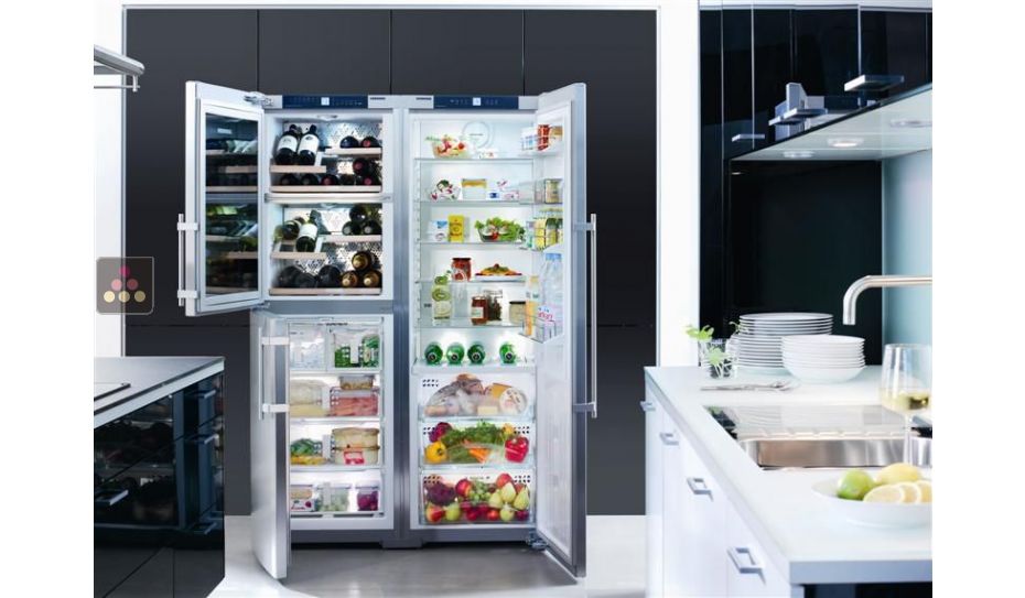 Combiné cave à vin, No Frost, Zone Bio Fresh et Ice maker Premium Plus