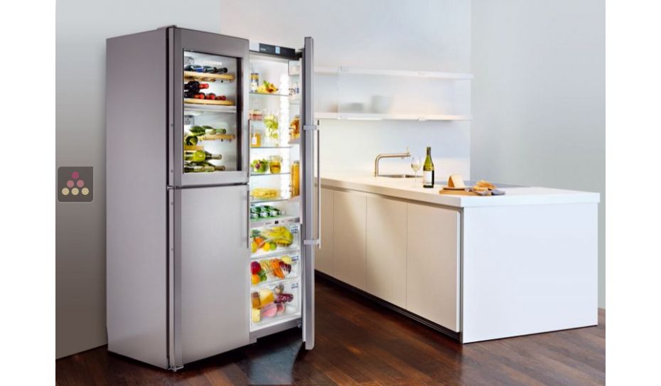 Combiné cave à vin, No Frost, Zone Bio Fresh et Ice maker Premium Plus