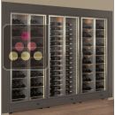 Built-in modular combination of 3 professional multi-temperature wine display cabinets - Inclined/horizontal bottles - Flat frame ACI-PAR37000ME