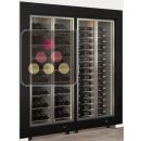 Built-in combination of two professional multi-temperature wine display cabinets - Horizontal and inclined bottles - Flat frame ACI-PAR2100EM
