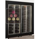 Built-in combination of two professional multi-temperature wine display cabinets - Horizontal and inclined bottles - Flat frame ACI-PAR27000ME