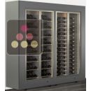 Freestanding combination of two professional multi-temperature wine display cabinets - Horizontal and inclined bottles - Flat frame ACI-PAR27001ME