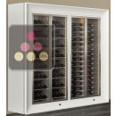 Freestanding combination of two professional multi-temperature wine display cabinets - Horizontal and inclined bottles -Curved frame ACI-PAR27000M