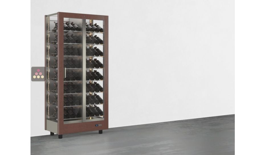 Vitrine à vin multi-températures - Usage pro - 3 côtés vitrés - Bouteilles inclinées - Habillage magnétique interchangeable