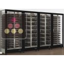 Combination of 4 professional multi-purpose wine display cabinet - 3 glazed sides - Horizontal/inclined bottles - Magnetic and interchangeable cover ACI-TMR46000M