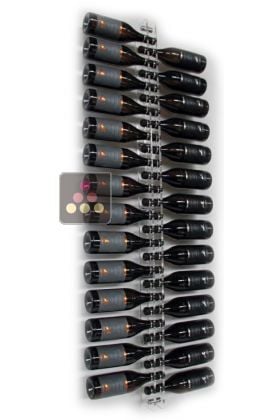 Support mural en plexiglas transparent pour 21 bouteilles de Champagne horizontales