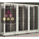 Combiné de 3 vitrines à vin professionnelles multi-usages - 3 cotés vitrés - Habillage magnétique interchangeable - Bouteilles horizontales ACI-TMR36000H