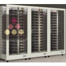 Combiné de 3 vitrines à vin professionnelles multi-usages - 3 cotés vitrés - Habillage magnétique interchangeable - Bouteilles horizontales ACI-TMR36000H