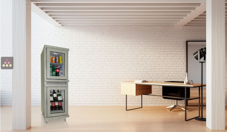 Mini-cave à vin & Mini-bar 100% silencieux en colonne avec habillage bois personnalisable