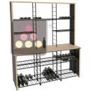Steel storage rack with solid Oak wood tasting counter ACI-ADV920x3