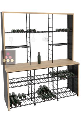 Meuble de stockage en acier avec comptoir de dégustation en Chêne massif