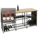Solid Oak tasting counter-top with integrated storage racks ACI-ADV923x3
