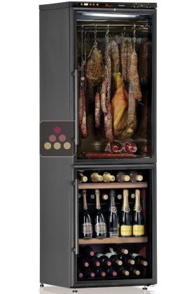 Combiné d'une cave à vin de service et d'une cave à charcuterie