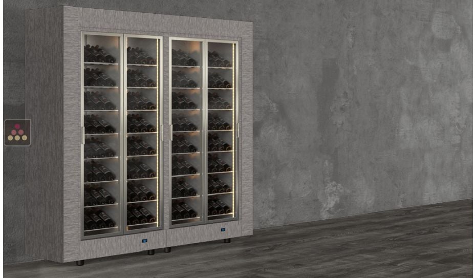 Combiné de 2 vitrines à vin multi-températures - Pose libre - Usage pro - Bouteilles inclinées - Cadre droit