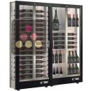 Combination of 2 professional multi-temperature wine display cabinets - 36cm deep - 3 glazed sides - Magnetic and interchangeable cover ACI-TMH26000M