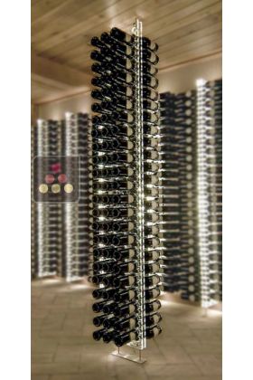 Colonne porte-bouteilles en plexiglas avec fixation sol/plafond pour 220 bouteilles  - Hauteur 2500 mm - Eclairage LED optionnel