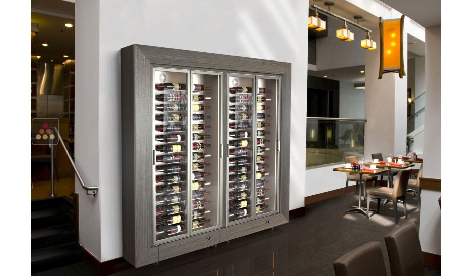 Combiné de 2 vitrines à vin encastrable multi-températures - Usage pro - P36cm - Bouteilles horizontales