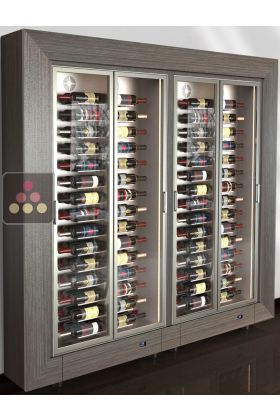 Combiné de 2 vitrines à vin multi-températures - Usage pro - P36cm - Bouteilles horizontales