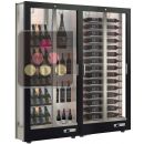 Combination of 2 professional multi-temperature wine display cabinets - 36cm deep - 3 glazed sides - Magnetic and interchangeable cover ACI-TMH26002M