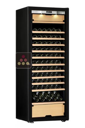 Cave à vin Multi-Usages de vieillissement et de service des vins rouges et des vins frais - 3 températures - Clayettes coulissantes - Porte Full Glass
