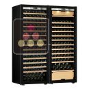 Combination of a single temperature wine cabinet and a 3 temperatures multipurpose wine cabinet - Sliding shelves - Full Glass door ACI-TRT711FC