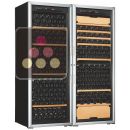 Combiné d'une cave à vin mono-température de vieillissement et d'une cave à vin 3 températures de service et de vieillissement - Equipement stockage/coulissant ACI-ART253