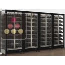 Combination of 4 professional multi-purpose wine display cabinet - 3 glazed sides - Magnetic and interchangeable cover - Inclined bottles ACI-TMR46000P