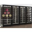 Combiné de 4 vitrines à vin professionnelles multi-usages - 3 cotés vitrés - Habillage magnétique interchangeable - Bouteilles inclinées ACI-TMR46000P