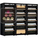 Combination of two single temperature wine cabinets and a 3 temperatures multipurpose wine cabinet - Inclined bottles - Full Glass door ACI-TRT811FP