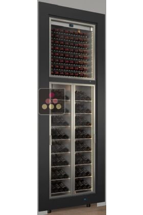 Double-vitrine à vin encastrable multi-températures - Usage pro - Bouteilles inclinées - Cadre droit