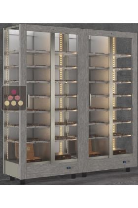 Combiné modulaire de 2 vitrines réfrigérées de présentation des chocolats - 3 côtés vitrés - Habillage magnétique