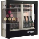 Professional multi-temperature wine display cabinet - 3 glazed sides - 36cm deep - Mixed shelves - Wooden cladding ACI-TCA123M