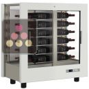 Vitrine à vin multi-températures - Usage pro - 3 côtés vitrés - Bouteilles horizontales - Habillage bois ACI-TCA108