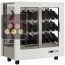 Vitrine à vin multi-températures - Usage pro - 3 côtés vitrés - Bouteilles inclinées - Habillage bois ACI-TCA110