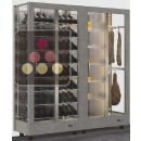 Combination of 2 professional refrigerated display cabinets for wine, cheese and cured meat - 3 glazed sides - Magnetic and interchangeable cover ACI-TMR26900P