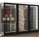 Combination of 3 professional refrigerated display cabinets for wine, cheese and cured meat - 3 glazed sides - Magnetic and interchangeable cover ACI-TMR36900H